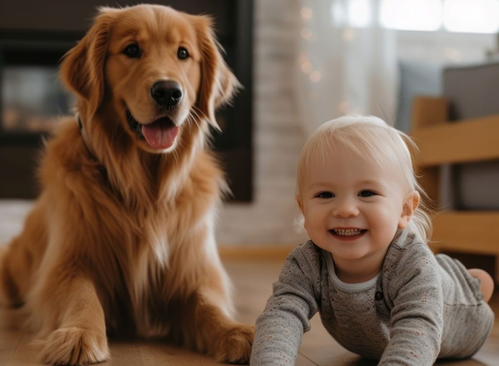 Hund und Baby
